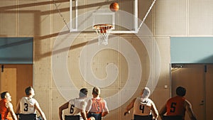 Wheelchair Basketball Game Court: Players Competing, Shooting it Successfully, Score Goal Points.