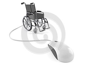 Wheelchair with computer mouse