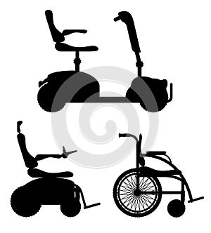 Wheelchair for disabled people black outline silhouette stock photo