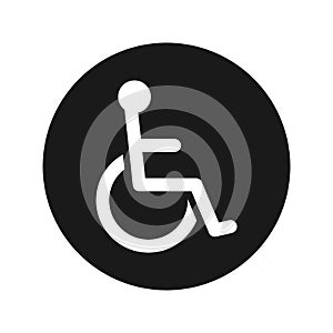 Wheelchair handicap icon flat black round button vector illustration photo