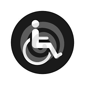 Wheelchair handicap icon flat black round button vector illustration photo