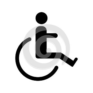 Wheelchair, handicapped or accessibility parking or access sign flat black vector icon for apps and print