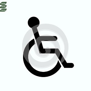 Wheelchair, handicapped, Disabled Handicap or accessibility parking or access sign symbol flat vector icon for apps and print