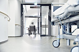 Wheelchair hospital corridor bed