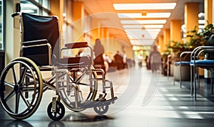 Wheelchair in Hospital Waiting Area a Symbol of Accessibility and Care