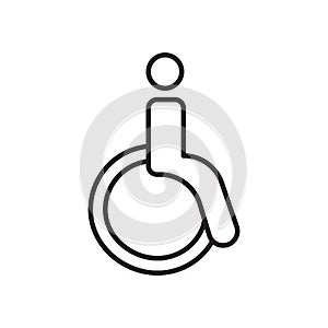 Wheelchair icon vector isolated on white background, Wheelchair sign , sign and symbols in thin linear outline style