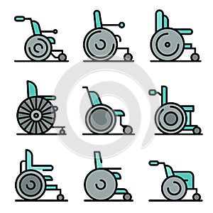Wheelchair icons vector flat