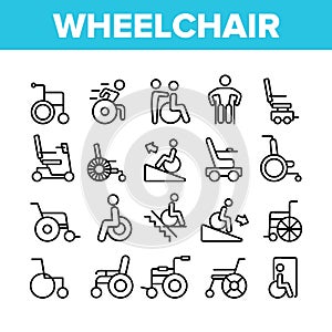 Wheelchair For Invalid Collection Icons Set Vector
