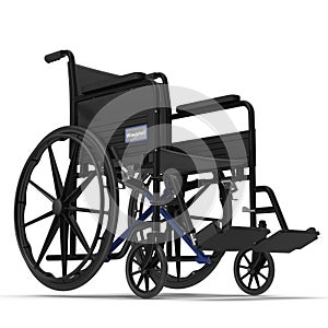 Wheelchair isolated on white. 3D illustration, clipping path