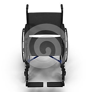 Wheelchair isolated on white. Front view. 3D illustration, clipping path