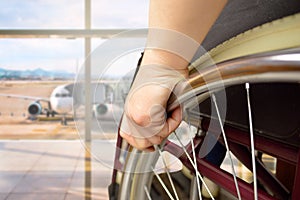 Wheelchair man at airport