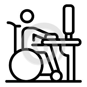 Wheelchair man computer work icon, outline style