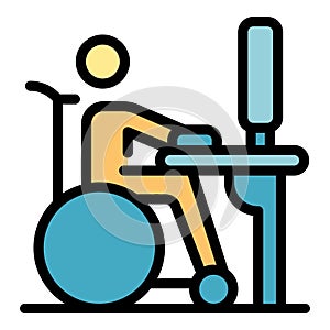 Wheelchair man computer work icon vector flat