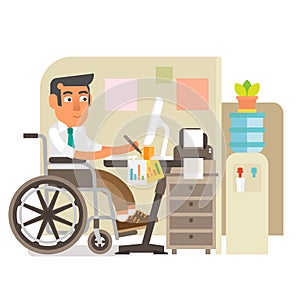 Wheelchair person in office