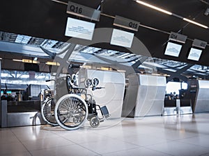 Wheelchair prepare for disability passenger at Airport Airline Check in counter