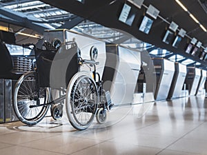 Wheelchair prepare for disability passenger at Airport Airline Check in counter