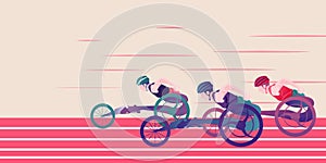 Wheelchair racing. Disabled athlete racers on wheelchair racing