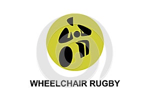 wheelchair rugby sport vector line icon. an athlete playing wheelchair rugby.
