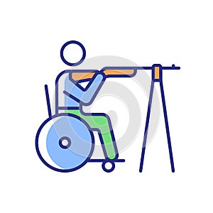 Wheelchair shooting RGB color icon