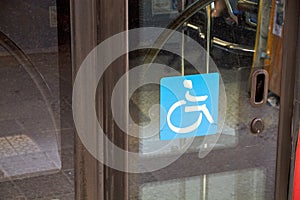 Wheelchair sign on a public bus