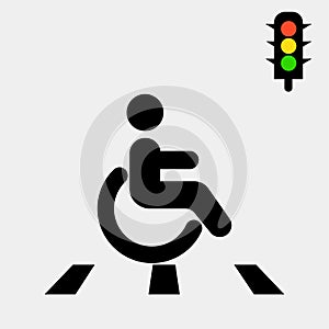 Wheelchair sign vector icon. Disabled person icon. Human on wheelchair sign. Patient transportation symbol