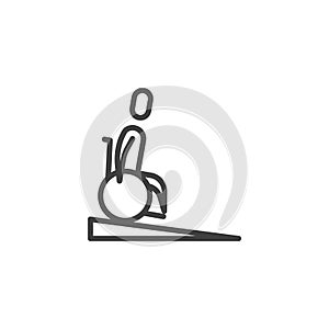 Wheelchair slope way down line icon