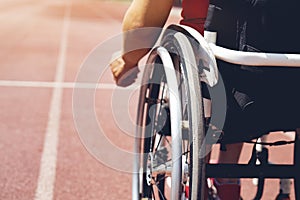 Wheelchair sportsmen on track. wheelchair sportsmen