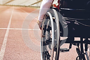 Wheelchair sportsmen on track. wheelchair sportsmen is ready