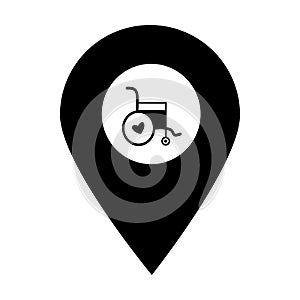 Wheelchair store location map pin pointer icon. Element of map point for mobile concept and web apps. Icon for website design and