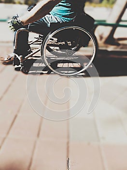 Wheelchair in street photo
