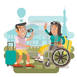 Wheelchair travel couple