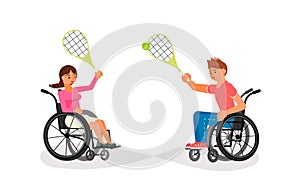 Wheelchair users play tennis