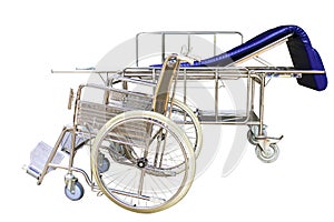 Wheelchairs and Hospital bed waiting for services