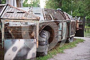 Wheeled amphibious armoured personnel carrier BTR on a natural background