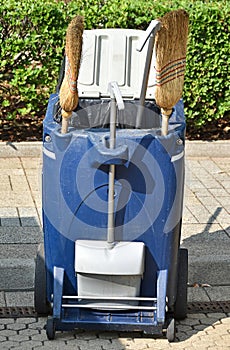 Wheeled garbage can on the street