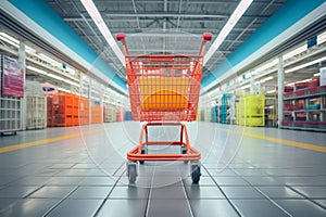 Wheeled Shopping cart supermarket customer object. Generate Ai