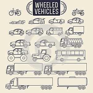 Wheeled vehicles icons