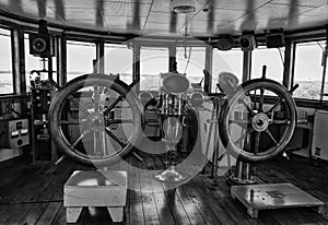 Wheelhouse of the Col. James M. Schoonmaker Great lakes ore freighter