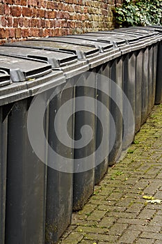 wheelie bins in row