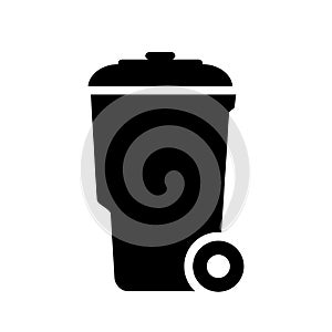 Wheelie trash can vector icon