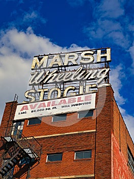 The Wheeling Marsh Stogies sign in Wheeling  WV USA