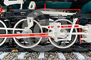 Wheels and connecting rod of old steam