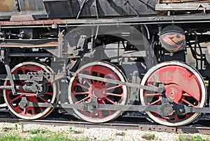 Wheels and coupling dyshla of the engine. Technical museum of K.G. Sakharov. Togliatti