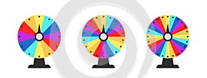 Wheels of Fortune. Colorful wheel of fortune. Casino spinning fortune wheel. Vector illustration