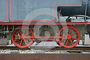 Wheels of an old locomotive