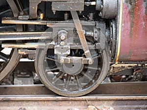 Wheels of old locomotive engine