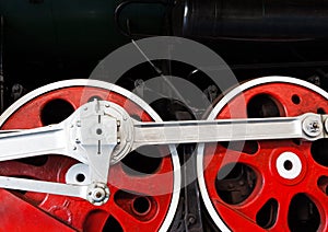 Wheels of the old locomotive on an rail