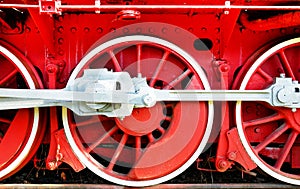 The wheels of an old steam engine
