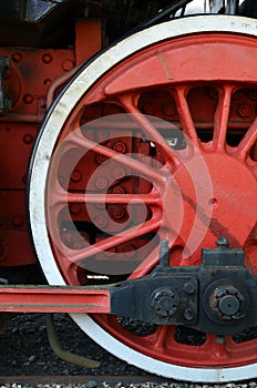 Wheels of and old steam train