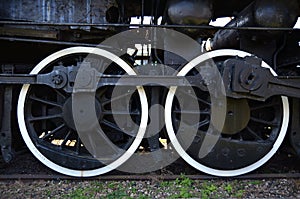 Wheels of and old steam train
